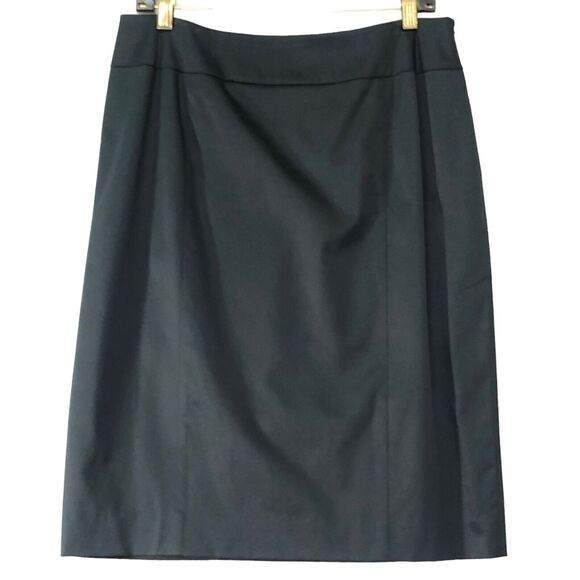 Lafayette 148 Womens Size 12 Black Pencil Skirt Cotton Stretch Dual Vents